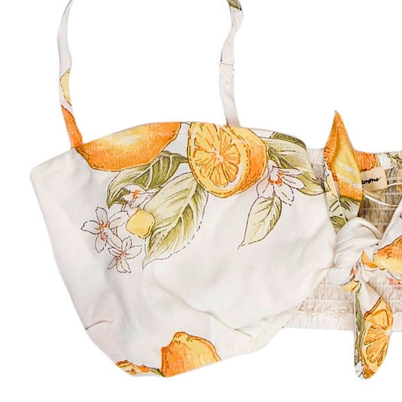 🌷NWT!🌷For Love & Lemons White and Yellow Floral Print Crop Top Size Small - Picture 3 of 5